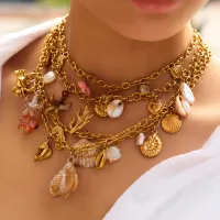Colier Seashell Pink Charms_2